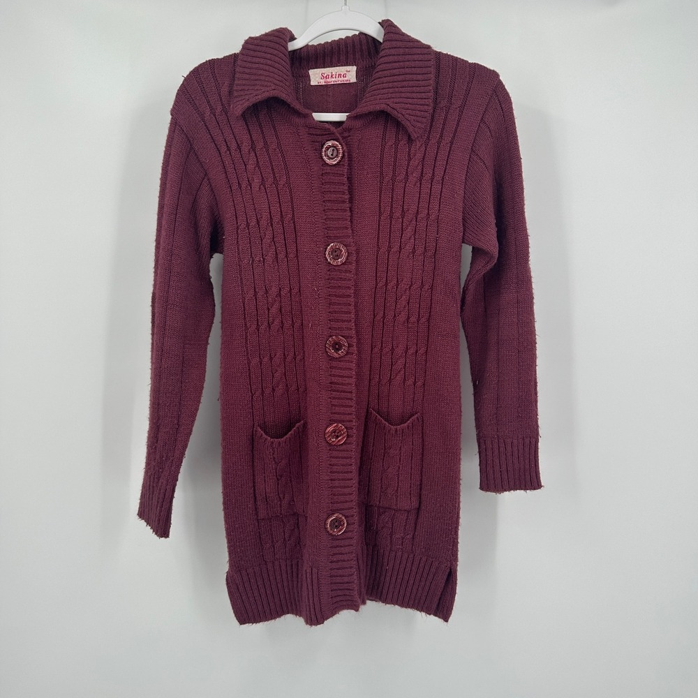 Womens Cardigan Sweater Size S Cozy Cable Knit Longline Minimalist Cottage‎ Noir